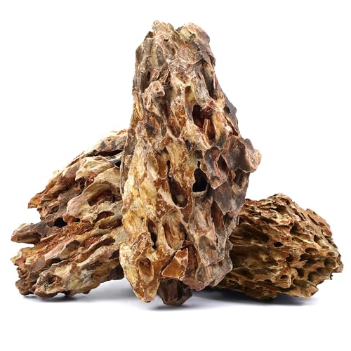 10.0-12.0 Inches Natural Dragon Stone, 3 PCS Extra Large Aquarium Rocks for Aquascaping, Terrariums, Reptile Tanks & Aquarium Décor - size: 10.0-12.0 in