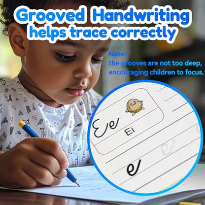 4 Magic Tracing Practice Books – Grooved Handwriting German Copybooks for Kids, Reusable Writing Practice Workbooks Without Tears, Disappearing Ink for Toddlers Preschool Learn (German) - color: German