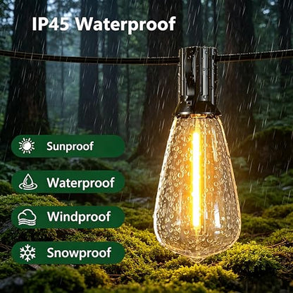 25FT Outdoor String Lights, IP45 Waterproof Patio Lights LED ST38 - size: 25FT(10 Bulbs)