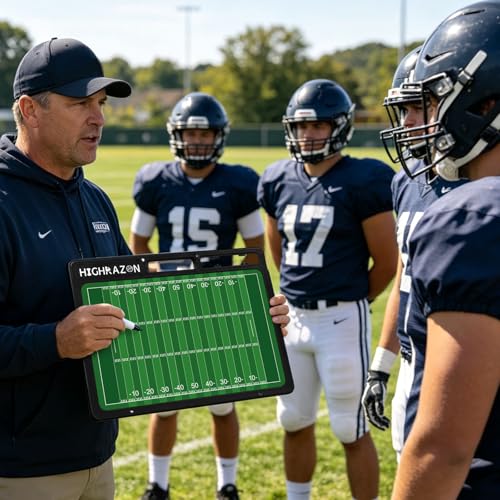 Football Dry Erase Board for Coaches 16.5×12.5, Double Sided Handheld Foldable Tactics Clipboard with Dry Erase Marker and Eraser, Portable Football Coaching Board Perfect Coach Gifts