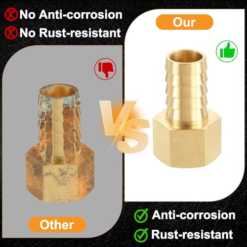 HARFINGTON 2pcs 3/8" to 3/8" NPT Female Brass Hose Barb Fitting Metals Splicer Mender with 2 Pieces Stainless Steel Hose Clamps for 3D Printing, Air Compressor, CNC Machine, Dies - size: 3/8" Barb To 3/8" NPT Female with Clamp
