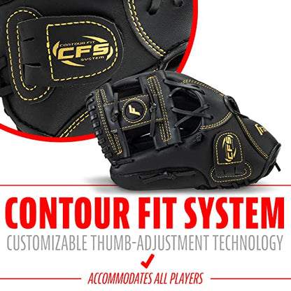 Franklin Sports Field Master Baseball + Softball Glove - Field Master Adult + Youth Baseball + Softball Mitt - Men's + Women's Gloves - color: Black/Gold, style: 11" - I Web