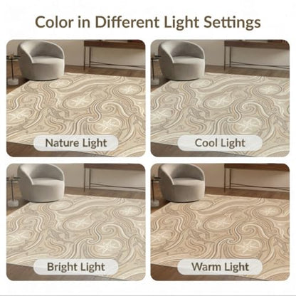 6'x9' Washable Geometric Shark Area Rug, Beige Foldable Non-Slip Large Carpet for Queen Size Bedroom, Under Bed, Master Bedroom, Foldable Easy Care Carpet| Ref:2067662 - color: Beige/Pattern 20, size: 6' x 9' (Rectangular)
