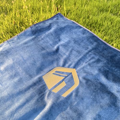 Muslim Travel Prayer Rug, German Velvet Hand-Embroidered Kaaba Mosque, Portable Foldable Islamic Prayer Mat for Travel (Blue) - color: Blue