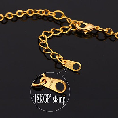 U7 Allah Necklace for Women/Men, 18K Gold Plated Square/Oval/Coin/Heart/Crescent Moon Islamic Pendant Necklace Muslim Jewelry with Chain - color: 05.Locket Gold