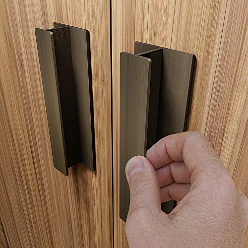 HRX Self-Adhesive Edge Fingerpull Door Handle - Easy to Install Screwless Peel and Stick on Glass, Wood, Metal, Plastic - Sliding Doors Knob for Kitchen Fronts, Drawers & Dressers Panels - 2 Pack - color: Stainless