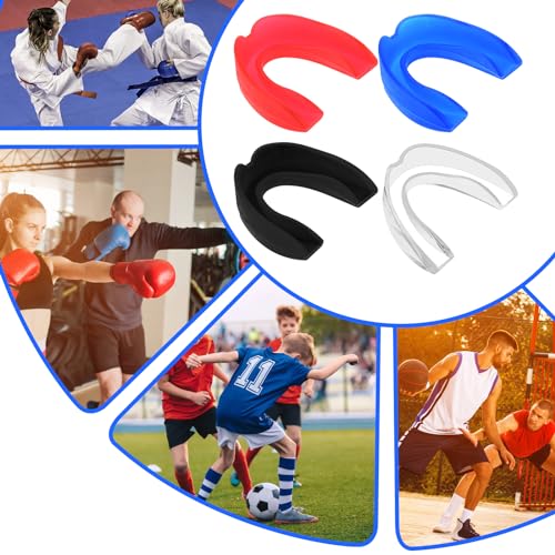 4 Pcs Sports Mouth Guards Adults Junior Sports Athletic Mouthpiece Teeth Shield Protection for Boxing MMA Basketball Football Hockey Karate Taekwondo Judo Martial Arts and All Contact Sports
