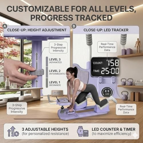 Crawling Training Machine Spine Twist & Stretch Trainer Effective Waist & Spine Workout, 3 Adjustable Height LED Counter 230kg Capacity,Detachable,for Full-Body Workout