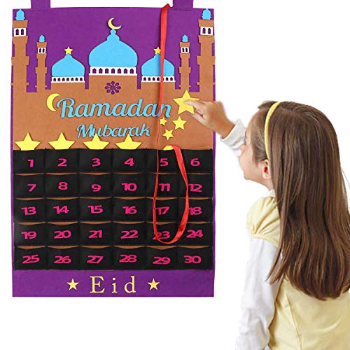 Ramadan Calendar 2026, Eid Mubarak Hanging Countdown Calendar, Advent Calendars Tracker Date Eid Gift Ramadan Decorations with 30 Stars - 30 Days