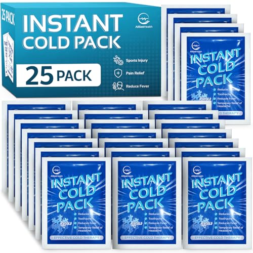 25 Pack Instant Ice Packs for Injuries, Disposable First Aid Cold Packs | No Freezer Needed, 6"x4.5" Instant Cold Packs for Injuries, Disposable Ice Packs for Kids, Postpartum Cold Compress - size: 25 Pack (6" x 4.5")