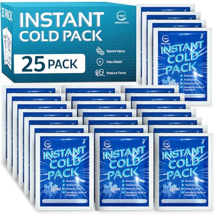 25 Pack Instant Ice Packs for Injuries, Disposable First Aid Cold Packs | No Freezer Needed, 6"x4.5" Instant Cold Packs for Injuries, Disposable Ice Packs for Kids, Postpartum Cold Compress - size: 25 Pack (6" x 4.5")