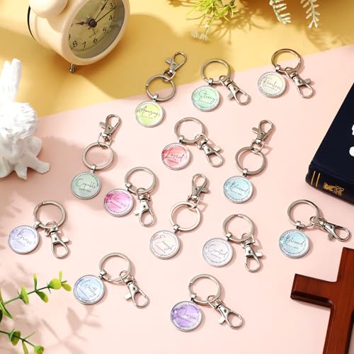 Equsion 24 Pcs Christian Gifts Mini Bible Keychains Bulk,Watercolor - color: Watercolor