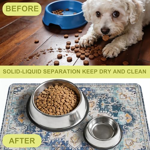 Cat Food Mat Pet Feeding Mats Dog Bowls Mat Cat Water Mat 12x20 Inch Boho7 - color: Bohemia Style 07