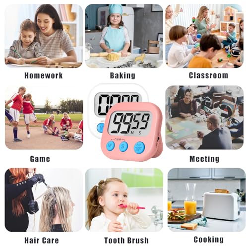 ZILLEEN Classroom Timer for Kids Teachers 2 Pack Digital Timers, White & Pink - color: White & Pink