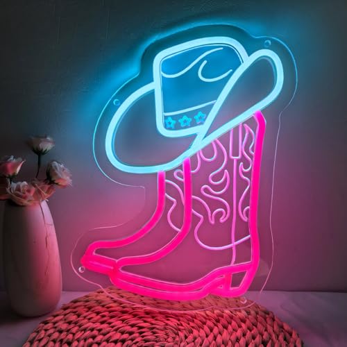 Cowgirl Boot Neon Sign, Led Cowboy Hat Neon Lights Sign for Wall Decor, Western Wall Art Cowboy Neon Sign for Game Room, Bedroom, Bar, Man Cave - Gifts for Rodeo Enthusiast, Birthday, Christmas - color: Cowboy Boot