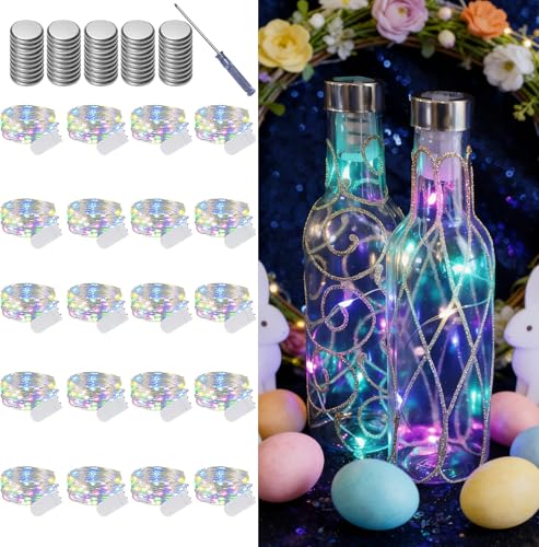 LAMPHOME 20 Pack Easter Lights Battery Operated, Pastel Fairy String Light,Easter Decor 7ft 20 LED Mini Light Firefly for Mason Jars DIY Crafts Wedding Party Centerpiece Table for Spring Bedroom - color: Multicolor, size: 20 PACK