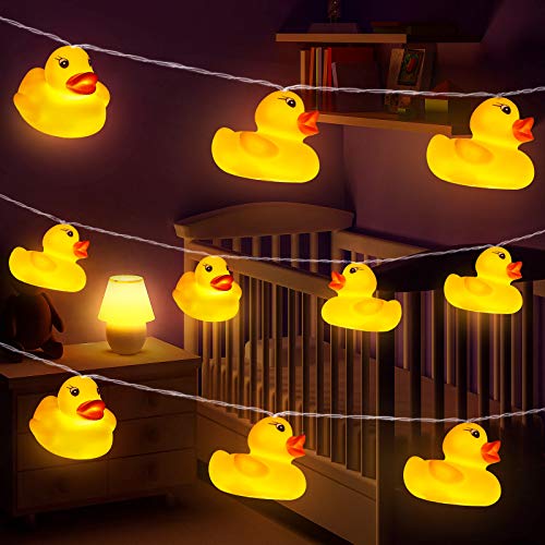 AceList 10 LED Yellow Duck String Lights for Kids Room - Interactive Squeaky, Warm White Glow, Child-Friendly Decorative Light for Nursery, Playful Bedroom Accessory - color: Yellow Duckling, size: 10-Light