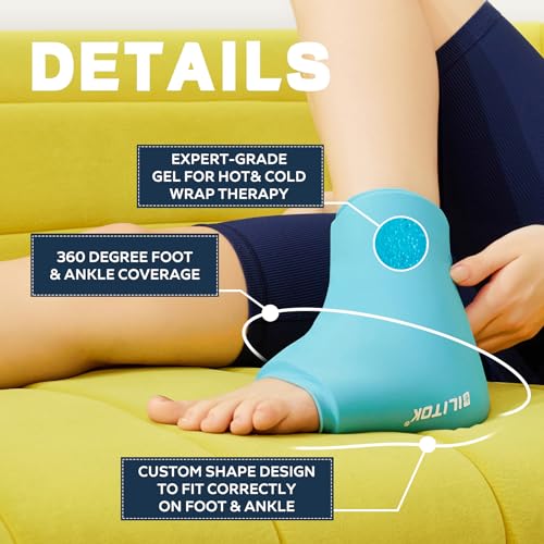 Reusable Foot Ankle Ice Pack Wrap for Injuries, Cold Compression Therapy for Achilles Tendonitis, Plantar Fasciitis, Swelling, Sprained, Pain Relief (Blue) - color: Light Blue
