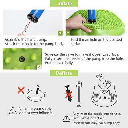 WIWAPLE Wiggle Seat, Inflatable Stability Balance Disc Wobble Cushion, Balance Disc Wiggle Seat, Flexible Seating Classroom with Free Air Pump Sensory Kids (Office & Home & School) - color: Green