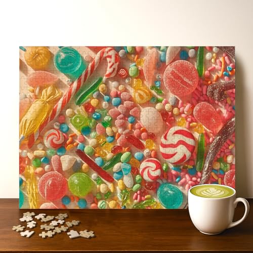 Candy Food Jigsaw Puzzle - 500 Pieces Wooden Puzzle for Adults, Wall Art Gift, Finished Size: 20 x 15 Inch - color: Candy - 500 Pieces