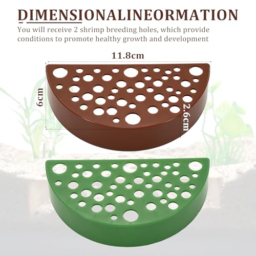 2 Pcs Shrimp Cave, Hideout Hides for Aquarium Hide Cave Fish Tunnel Hides for Shrimps Breeding Hiding Aquarium Fish Tank Accessories Decor (Light Brown + Green)