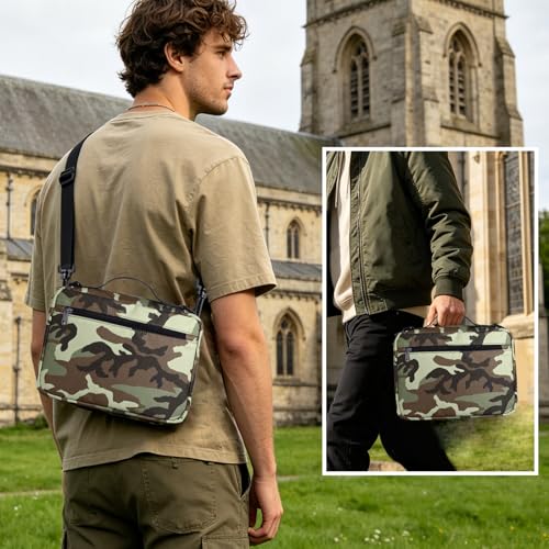 Bible Cover Case for Women Large Bible Cover for Girls Bible Study Supplies Accessories with Handle and Shoulder Strap | Durable - color: Green Camo