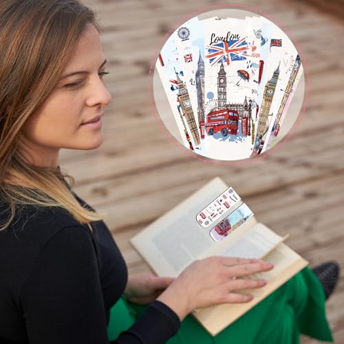 Wxiben London Magnetic Bookmark Gifts - 48PCS British Magnetic Bookmarks UK England Travel Book Marks Magnets Page Marker Clip for Women Travel Students Teacher Reading London Lover Souvenirs Gift - style: London