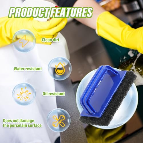 5 Pack Electric Cleaning Brush Pad Kitchen Bathroom Household Cleaning Pad Swimming Pool wall Cleaning Brush Heavy Duty Griddle Scrubber Scouring Pad and 1 Pack Handle kit(Black) - color: Black
