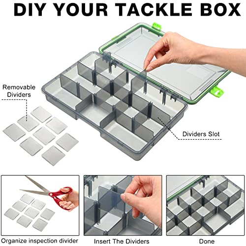 Ramede 6 Pcs Fishing Tackle Boxes Waterproof Airtight Plastic Tackle Box Organizer Transparent Fishing Tackle Storage with Adjustable Dividers for Terminal Tackle Lure Bait Hook(Small) - size: Small