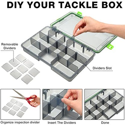 Ramede 6 Pcs Fishing Tackle Boxes Waterproof Airtight Plastic Tackle Box Organizer Transparent Fishing Tackle Storage with Adjustable Dividers for Terminal Tackle Lure Bait Hook(Small) - size: Small