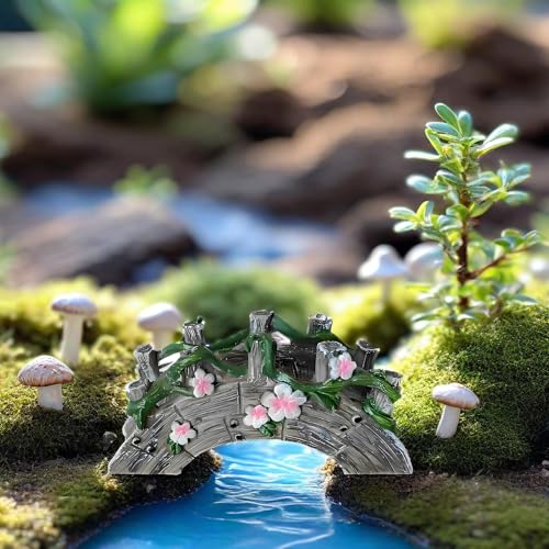 MUAMAX Fairy Garden Bridge Mini Bridge for Fairy Garden Flower Bridge Resin Arched Artificial Little Bridge Micro Landscape Bridge for Dollhouse Ornaments Fairy Garden Accessories