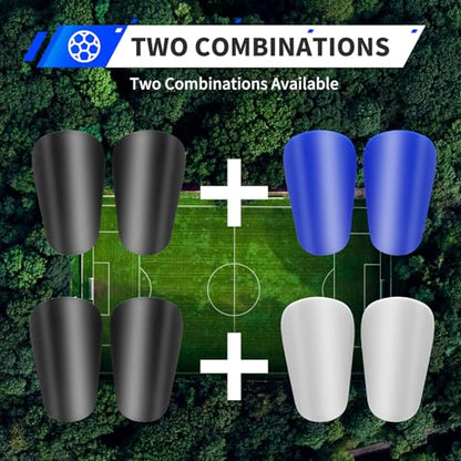 Extra Mini Soccer Shin Guards for Toddler, Kids, Youth & Adults | Ultra Lightweight Insert Small Shin Pads, Boys Girls Men Women, Shock-Absorbing Protection, 3.7×2.4 In, Training & Matches - color: Black+Blue