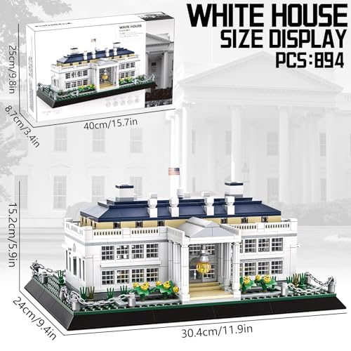 CAXIMSY White House Model Building Block Sets 895 Pieces Washington Famous Landmark Architecture Gifts for Adults - style: White House Model