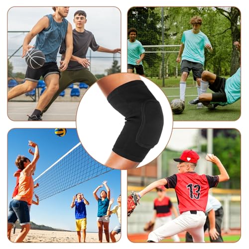 COMNICO 4 Pairs Elbow Brace Volleyball Elbow Protector Pads Breathable Sponge Arm Support Compression Sleeve Strap for Teenagers Women Men Workouts Fitness Basketball Baseball Tennis Football Golfers