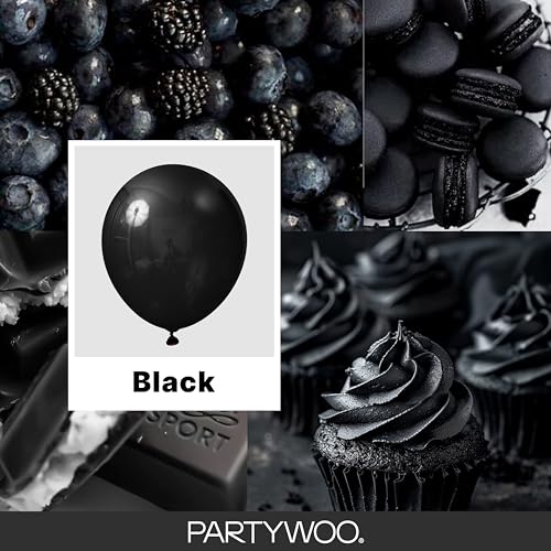 PartyWoo Black Balloons 128pcs Different Sizes of 18 12 10 5 Inch - color: Black-y18