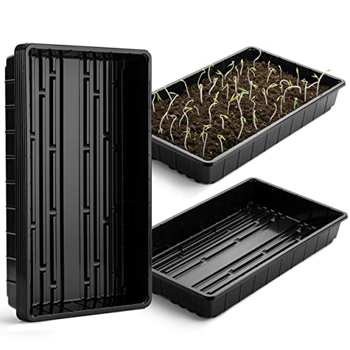 Mr. Pen- Seed Starter Trays, 5 Pack, 17"x10"x2.4" | Durable Plastic Growing Trays, Stackable and Reusable Seedling Starter Kits for Indoor, Outdoor, Greenhouse Gardening - color: Black, size: 5 Pack
