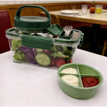 Portable Plastic Salad Case Container with Leak Proof Oats Container Reusable Keep It Fresh Vegetable Storage Box (Rectangle) - color: Rectangle