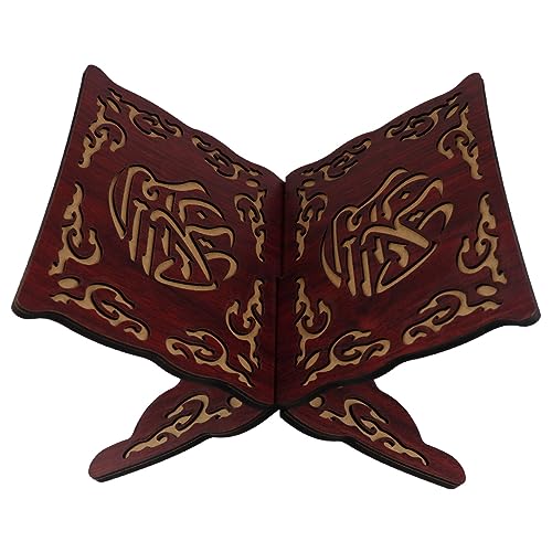 Foldable Wooden Book Stand Quran Bible Book Holder Prayer Books Shelf Magazine Cookbook Display Holder for Display Reading Prayer Chapel（Red） - color: Color 2