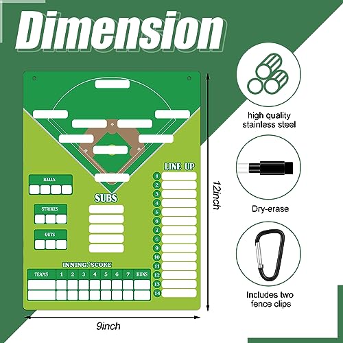 Eaasty 34 Pcs Magnetic Baseball Lineup Board Metal Dry Erase Coaching Clipboard Include 30 Baseball Lineup Cards Dugout Display Softball Coaching Accessories