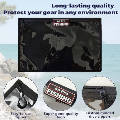 4Pack Fishing Clear Tackle Storage Bag,Waterproof Plastic Storage Fishing Bag for Fishing Gear, Bait, Tackle, Lures and Soft Plastics,Built Tough, Massive Storage Fishing Gift Bag