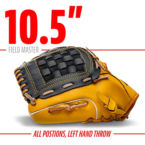 Franklin Sports Field Master Baseball + Softball Glove - Field Master Adult + Youth Baseball + Softball Mitt - Men's + Women's Gloves - color: Tan, style: 10.5" - Basket Web