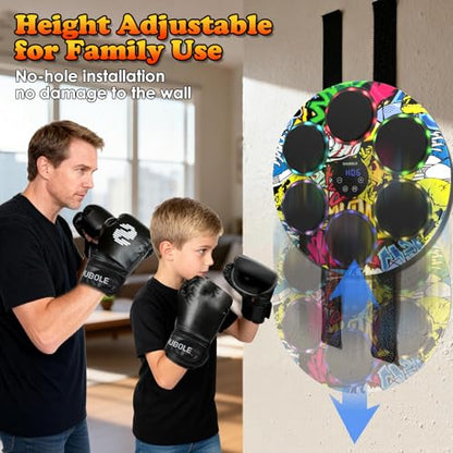 Music Boxing Machine with Gloves - Wall Mounted Punching Trainer for Adults & Kids, 9-Speed Punch Game, Wall Boxing Punching pad, 2025 Upgrade Gifts for Boys Age 6+ - style: Hip-Hop