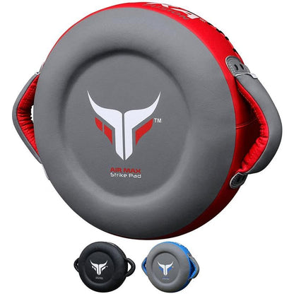 Mytra Fusion Boxing Round Pad Kickboxing Coach Training Punching Focus Mitts for Martial Arts, MMA & Muay Thai, Strike Boxing Focus Pads for Speed, Focus & Accuracy - color: Grey/Red