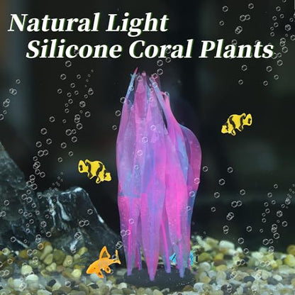 Aquarium Glowing Kelp Plant, Soft Silicone Glowing Decorations Pink 2pcs - color: Pink
