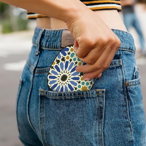 Geometric Islamic Art RFID Blocking Semi Circle Card Holder PU Leather Zipper Wallet Pouch Keychain Bag for Women Men, Slim Small Credit Card Case Organizer with 12 Slots - color: Geometric Islamic Art