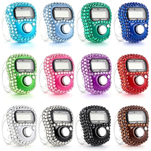 Electronic Finger Counter, Electronic Digital Display, Rhinestones Hand Tally Clicker Counter, Digital Handheld Tally Counter for Golf, Goods Counting, Lap, Knitting