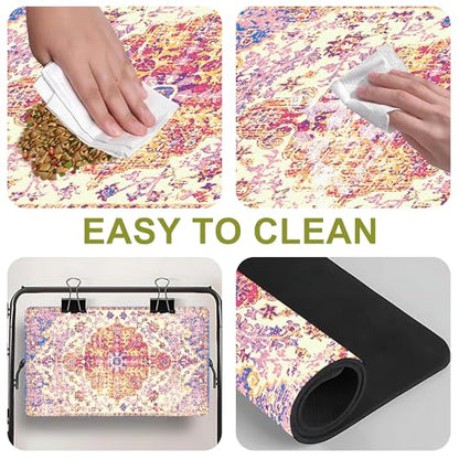 Cat Food Mat Pet Feeding Mats Dog Bowls Mat Cat Water Mat 12x20 Inch Boho2 - color: Bohemia Style 02