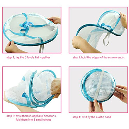 Fashion & Lifestyle Large Size Sweater Hanging Dryer, 3 Tier Folding Drying Rack, Lay Flat to Dry Mesh Clothes Hanger for Delicates and Swimsuit - color: Blue - 3 Tier