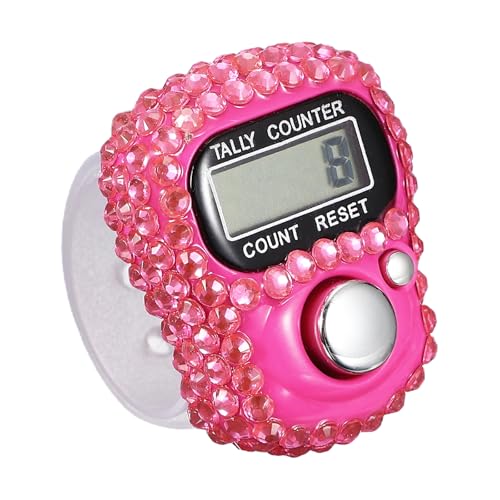Electronic Finger Tally Counter, Resettable Mini Lap Finger Counter-Fitting for (Golf/Cargo Counting/Lap Counting/Attendance) - color: Rose Red
