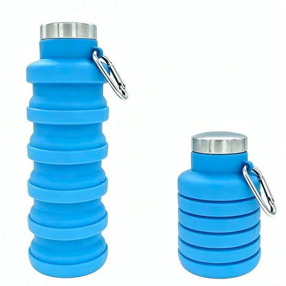 YCT Collapsible Water Bottle 17oz（500ml），Travel Portable Sport Water Bottle，Reusable Silicone Foldable Water Bottles for Gym Camping Hiking (Blue) - color: Blue, style: Retractable